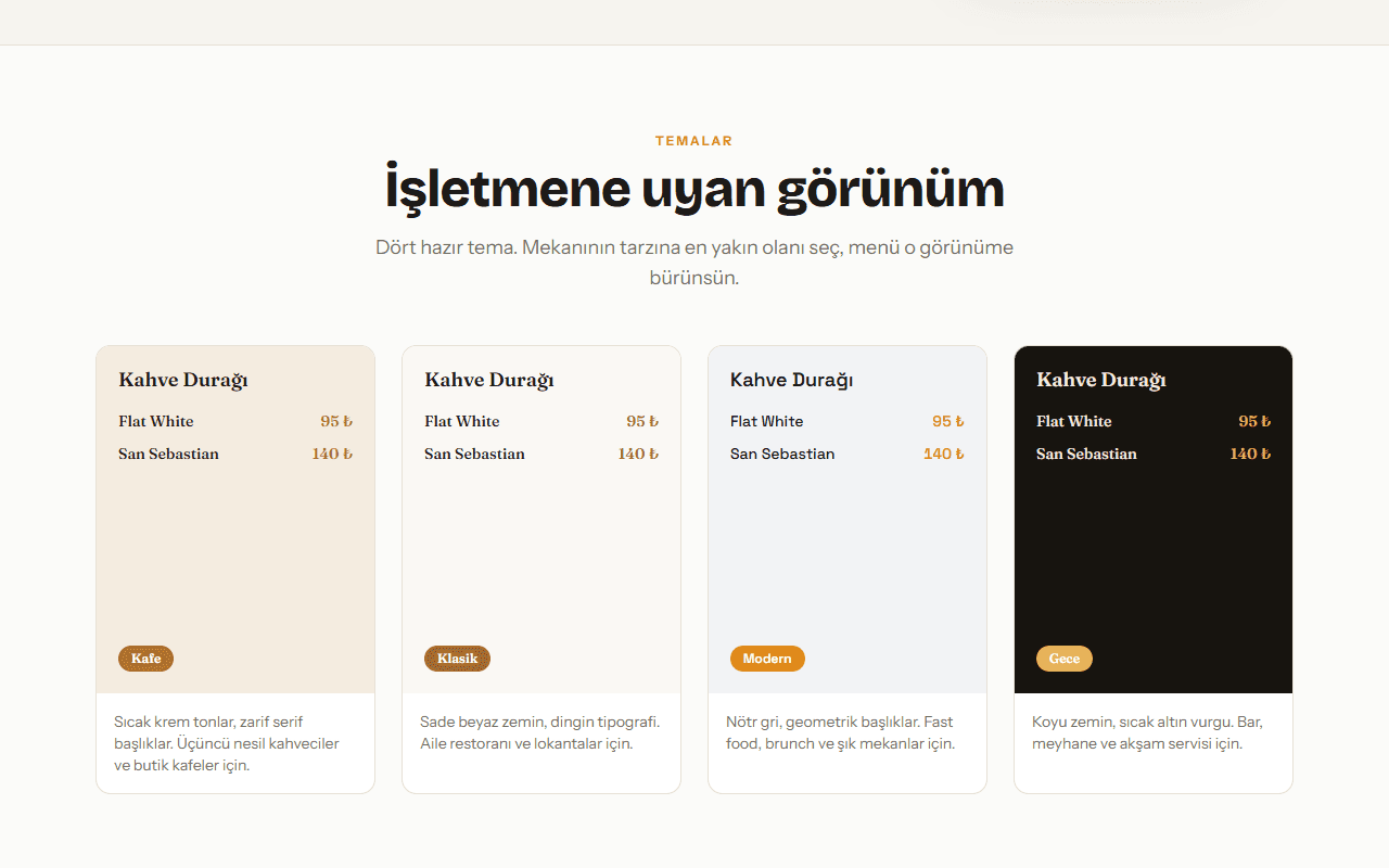 Karemenü tema seçenekleri